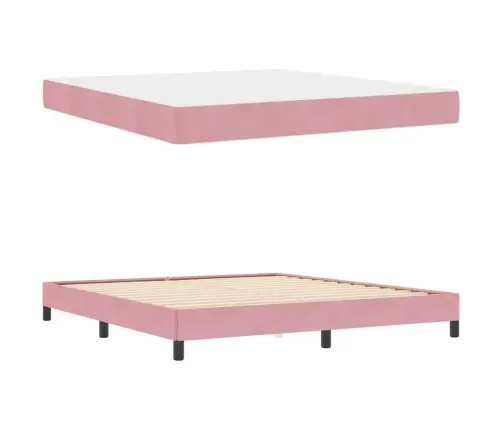 Kastītes Atsperu Gulta Ar Matraci Rozā 180 X 210 Cm Audums Vidaxl
