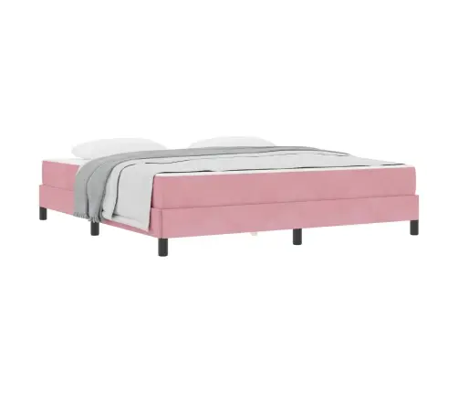 Kastītes Atsperu Gulta Ar Matraci Rozā 180 X 210 Cm Audums Vidaxl