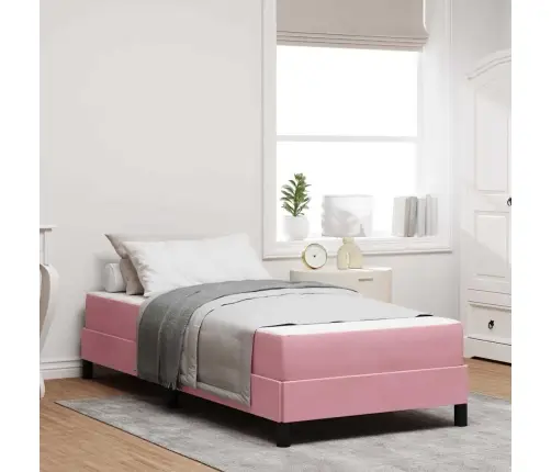 Kontinentālā Gulta Ar Matraci Rozā 80 X 220 Cm Samts Vidaxl