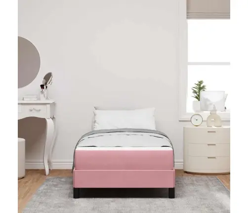 Kontinentālā Gulta Ar Matraci Rozā 80 X 220 Cm Samts Vidaxl