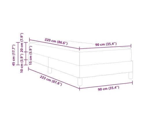 Kastītes Atsperu Gulta Ar Matraci Rozā 90 X 220 Cm Audums Vidaxl
