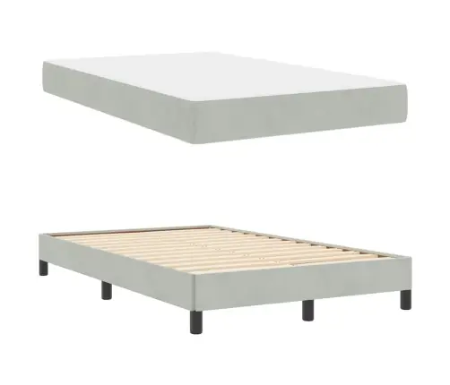 Kiemas Lova Su Čiužiniu Šviesiai Pilka 120 X 220 Cm Audinys