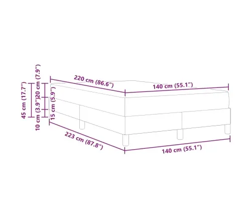 Kastītes Atsperu Gulta Ar Matraci Rozā 140 X 220 Cm Audums Vidaxl