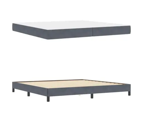 Kiemas Lova Su Čiužiniu Tamsiai Pilka 200 X 220 Cm Audinys