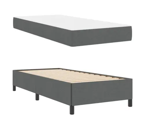 Kastītes Atsperu Gulta Tumši Pelēks, Melns 90 X 190 Cm Vidaxl