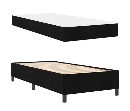 Kastītes Atsperu Gulta Melns, Melns 90 X 200 Cm Vidaxl