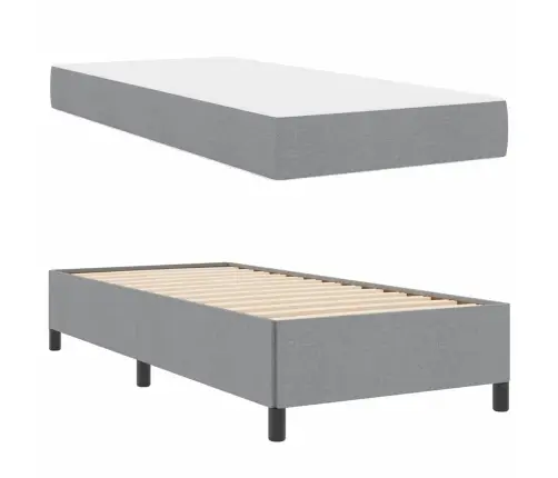 Kastītes Atsperu Gulta Gaiši Pelēks, Melns 100 X 200 Cm Vidaxl