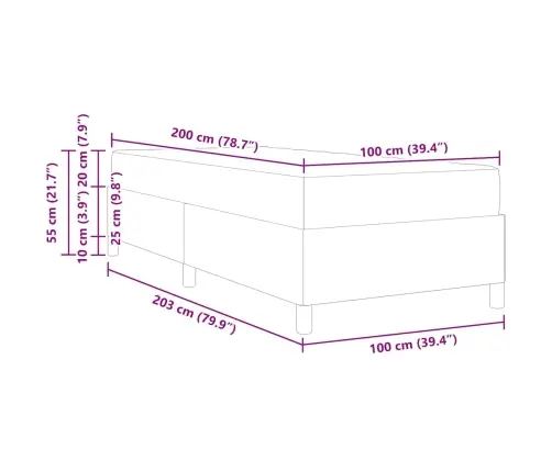 Kastītes Atsperu Gulta Tumši Pelēks, Melns 100 X 200 Cm Vidaxl