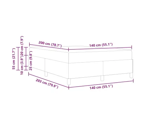 Kastītes Atsperu Gulta Gaiši Pelēks, Melns 140 X 200 Cm Vidaxl