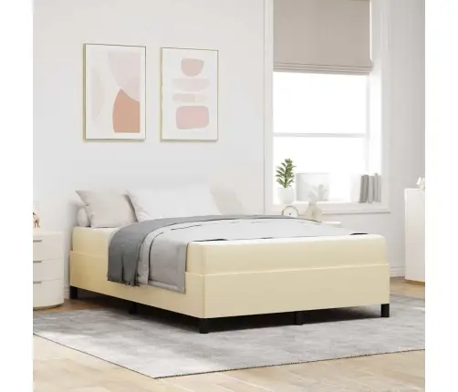 Kastītes Atsperu Gulta Krēmkrāsa, Melns 160 X 200 Cm Vidaxl