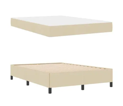 Kastītes Atsperu Gulta Krēmkrāsa, Melns 160 X 200 Cm Vidaxl