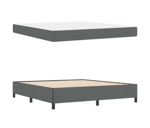 Kastītes Atsperu Gulta Tumši Pelēks, Melns 180 X 200 Cm Vidaxl