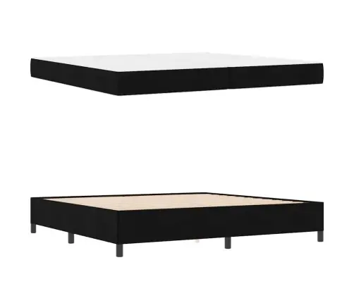 Kastītes Atsperu Gulta Melns, Melns 200 X 200 Cm Vidaxl