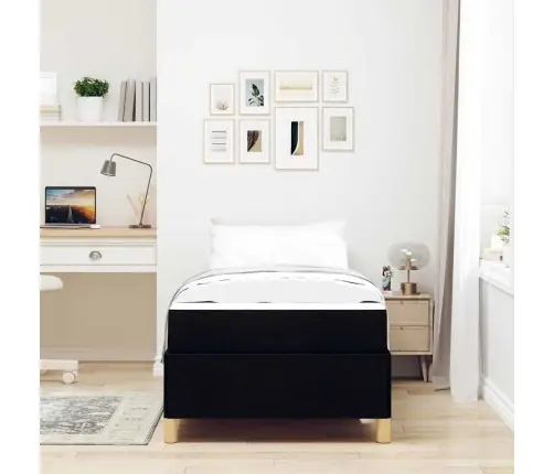 Lovos Rėmas Su Čiužiniu Juoda 80 X 200 Cm Audinys