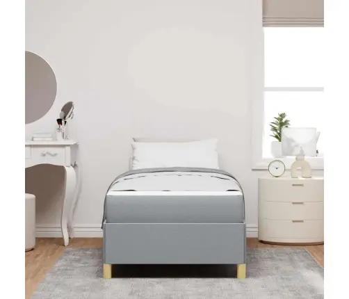 Voodi Raam Madratsiga Helehall 90 X 190 Cm Kangas