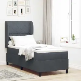Kastītes Atsperu Gulta Tumši Pelēks 200 X 80 Cm Samts Vidaxl Kastītes Atsperu Gulta Tumši Pelēks 200 X 80 Cm Samts Vidaxl