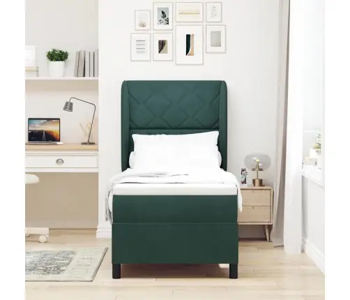 Kastītes Atsperu Gulta Tumši Zaļš 200 X 80 Cm Poliesters Vidaxl
