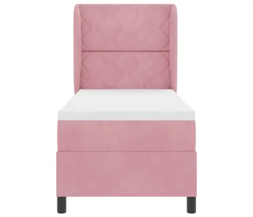 Kastītes Atsperu Gulta Ar Matraci Rozā 80 X 200 Cm Samts Vidaxl