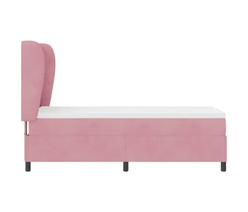 Kastītes Atsperu Gulta Ar Matraci Rozā 80 X 200 Cm Samts Vidaxl