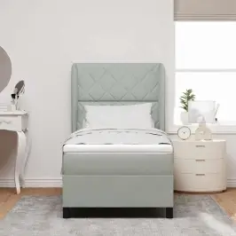 Kiemas Lova Su Čiužiniu Šviesiai Pilka 200 X 90 Cm Poliesteris