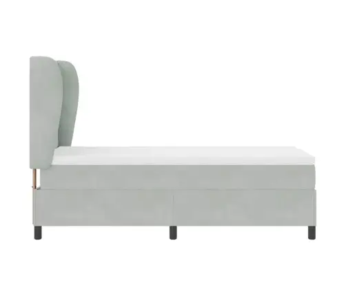 Box Spring Gulta Ar Matraču Gaiši Pelēkā Krāsā 90 X 200 Cm, Samta Vidaxl