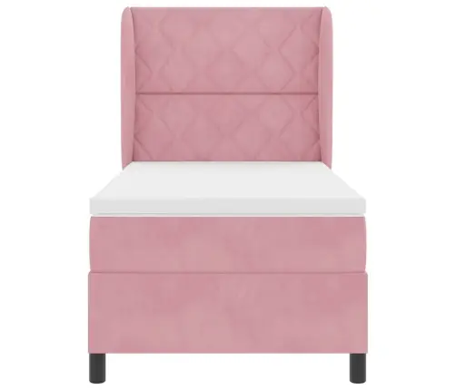 Kastītes Atsperu Gulta Ar Matraci Rozā 200 X 90 Cm Poliesters Vidaxl