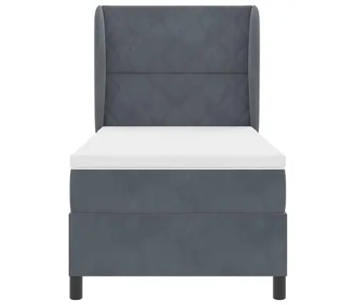 Kiemas Lova Su Čiužiniu Tamsiai Pilka 100 X 200 Cm Aksomas