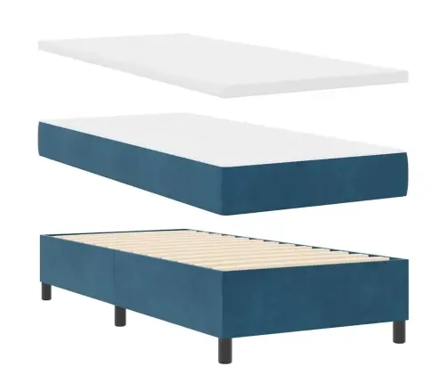 Kastītes Atsperu Gulta Tumši Zils 200 X 100 Cm Poliesters Vidaxl