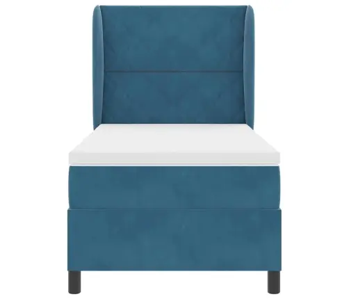 Kastītes Atsperu Gulta Tumši Zils 200 X 100 Cm Poliesters Vidaxl