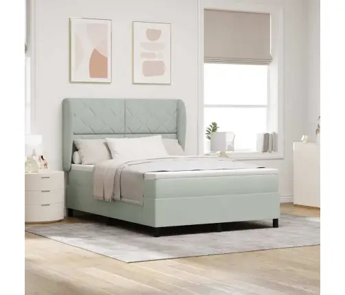 Kiemas Lova Su Čiužiniu Šviesiai Pilka 190 X 140 Cm Poliesteris