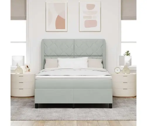 Kiemas Lova Su Čiužiniu Šviesiai Pilka 190 X 140 Cm Poliesteris