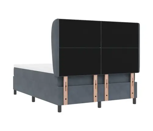 Gultas Pamats Ar Matraci Tumši Pelēks 140 X 190 Cm, Samts Vidaxl