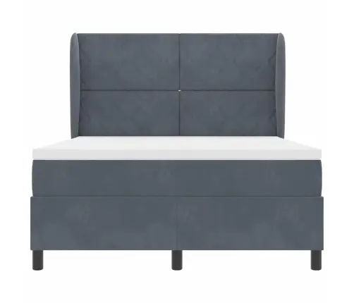 Gultas Pamats Ar Matraci Tumši Pelēks 140 X 190 Cm, Samts Vidaxl