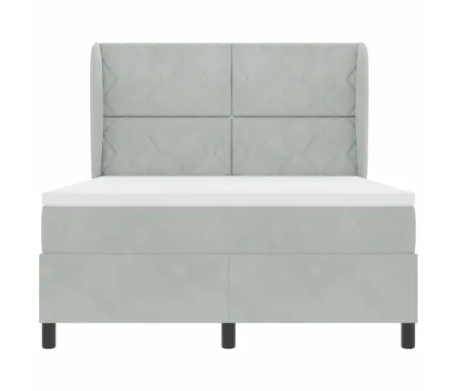 Gulta Ar Atsperēm Un Matraci Gaiši Pelēkā Krāsā, 140 X 200 Cm, No Samta Vidaxl