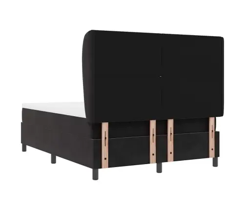 Kastītes Atsperu Gulta Ar Matraci Melna 200 X 140 Cm Poliesters Vidaxl