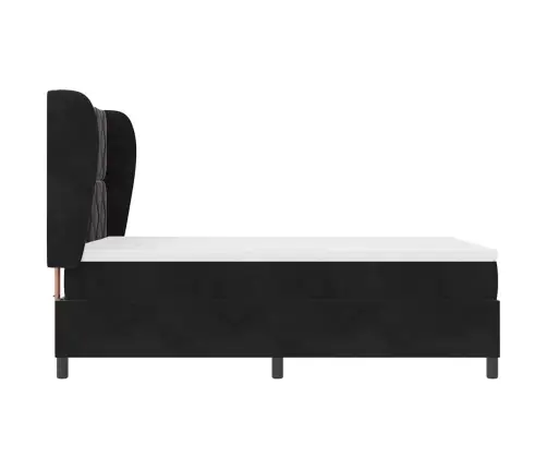 Kastītes Atsperu Gulta Ar Matraci Melna 200 X 140 Cm Poliesters Vidaxl