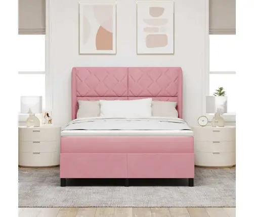 Gulta Ar Atsperēm Un Matraci, Rozā, 160 X 200 Cm, Zīda Materiāls Vidaxl