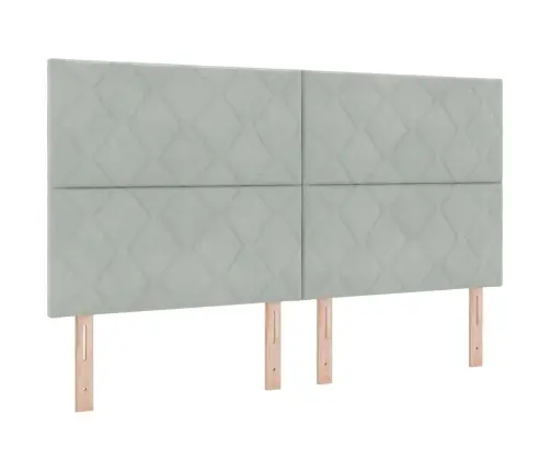 Kastītes Atsperu Gulta Gaiši Pelēks 200 X 180 Cm Poliesters Vidaxl