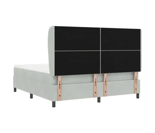 Kastītes Atsperu Gulta Gaiši Pelēks 200 X 180 Cm Poliesters Vidaxl