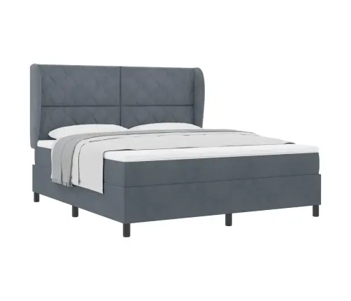 Kastītes Atsperu Gulta Tumši Pelēks 200 X 180 Cm Poliesters Vidaxl