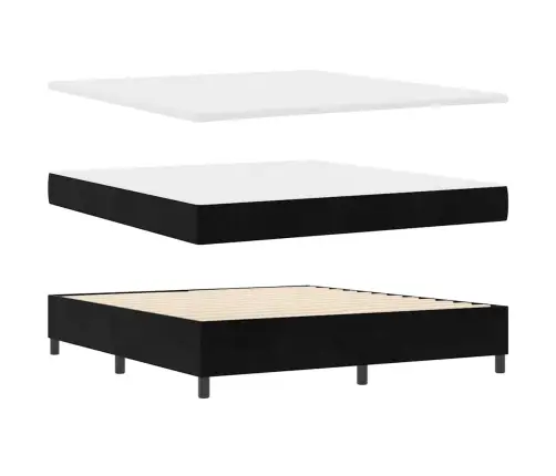 Kastītes Atsperu Gulta Ar Matraci Melna 200 X 180 Cm Poliesters Vidaxl