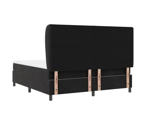 Kastītes Atsperu Gulta Ar Matraci Melna 200 X 180 Cm Poliesters Vidaxl