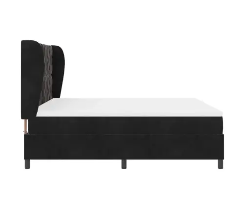 Kastītes Atsperu Gulta Ar Matraci Melna 200 X 180 Cm Poliesters Vidaxl