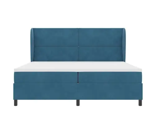 Kastītes Atsperu Gulta Tumši Zils 200 X 200 Cm Poliesters Vidaxl