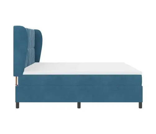 Kastītes Atsperu Gulta Tumši Zils 200 X 200 Cm Poliesters Vidaxl