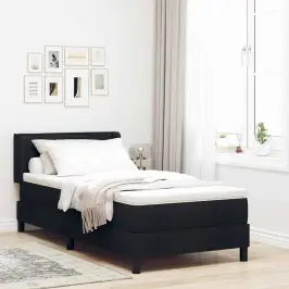 Kastītes Atsperu Gulta Ar Galvas Klāju Melns 200 X 80 Cm Audums Vidaxl