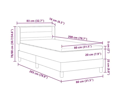 Kontinentālā Gulta Ar Matraci Ar Matraci Melna 80 X 200 Cm Vidaxl