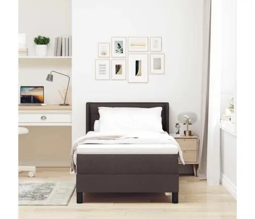 Kontinentālā Gulta Ar Matraci Tumši Brūna 90 X 190 Cm Vidaxl