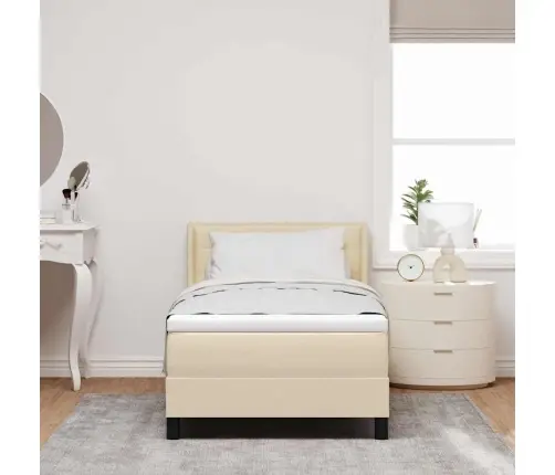 Box Spring Gulta Ar Matraci Krēmkrāsā, 100 X 200 Cm, Audums. Vidaxl