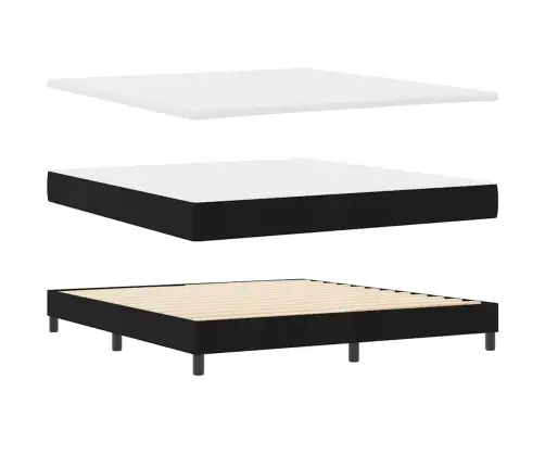 Kastītes Atsperu Gulta Ar Matraci Melna 200 X 180 Cm Poliesters Vidaxl